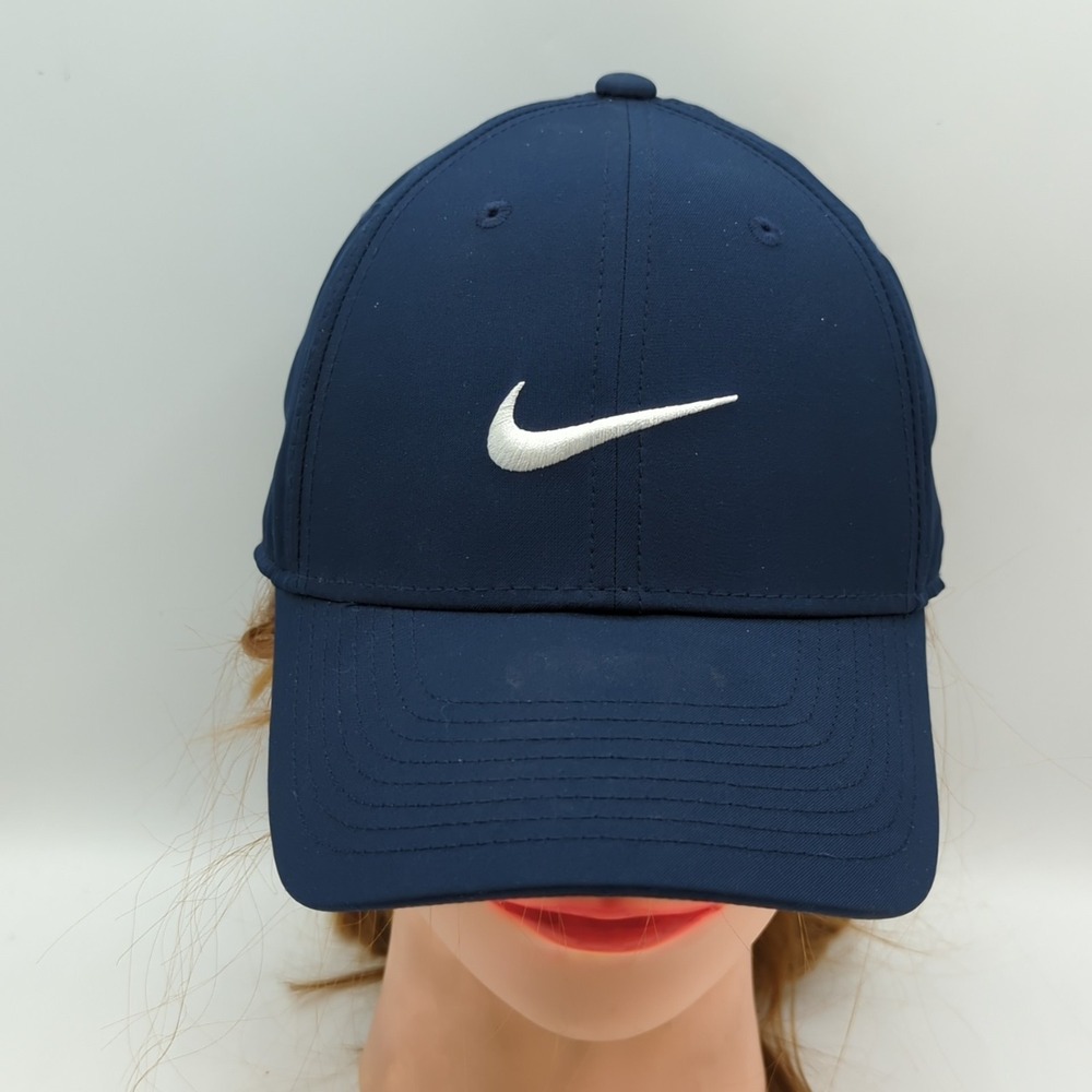 Nike Legacy91 Hat Cap Strap Back Navy Blue White Center Swoosh Golf Lightweight